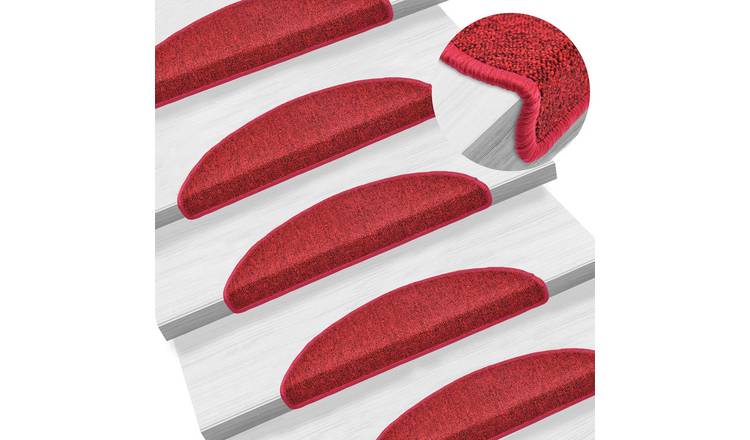 Walplus Pack of 15 Half Round Polypropylene Stair Mats - Red - 56 x 17 cm
