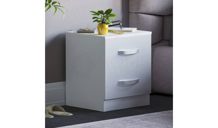 Vida Designs Hulio 2 Drawer Bedside Cabinet - White