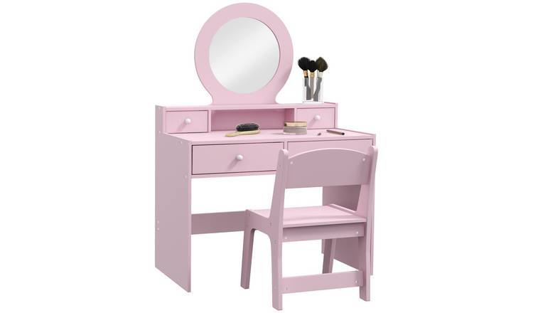 AIYAPLAY 2 Piece Mirror Drawers Vanity Set - Pink