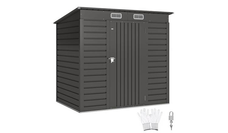 Outsunny Galvanised Steel Waterproof Garden Shed with Pent Roof - Grey
