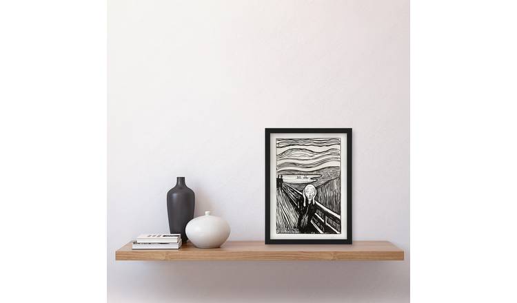 Edvard Munch The Scream 1895 Black And White Framed Art Print - A4