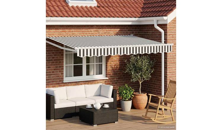 Walplus Electric Polyester Awning - Anthracite and White - 300 x 250 cm