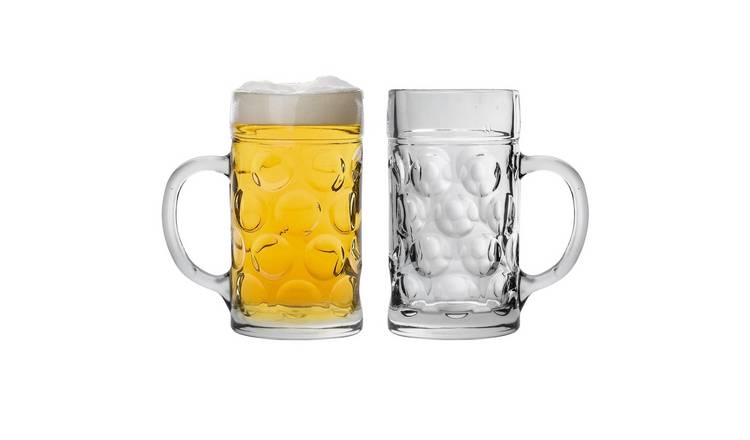 Rink Drink Giant Glass German Beer Steins - 2 Pints - Pack of 2