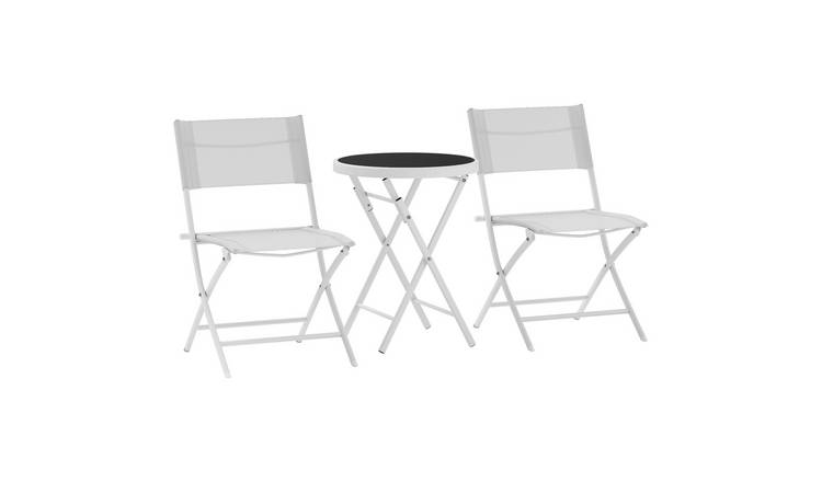 Outsunny 2 Seater Metal Foldable Garden Bistro Set with Protecting Feet - White