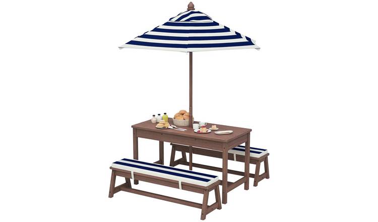 AIYAPLAY Removable Umbrella Cushions Kids Picnic Table - Navy Blue