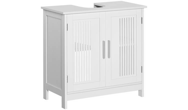 kleankin Modern Adjustable Bathroom Cabinet with 2 Doors - White