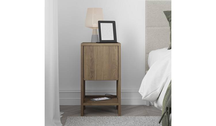 Decortie Ema Particleboard Bedside Table - Dark Oak