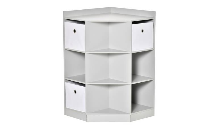 HOMCOM 3 Tier Fabric Storage Bookcase Kids Storage Cabinet - Grey