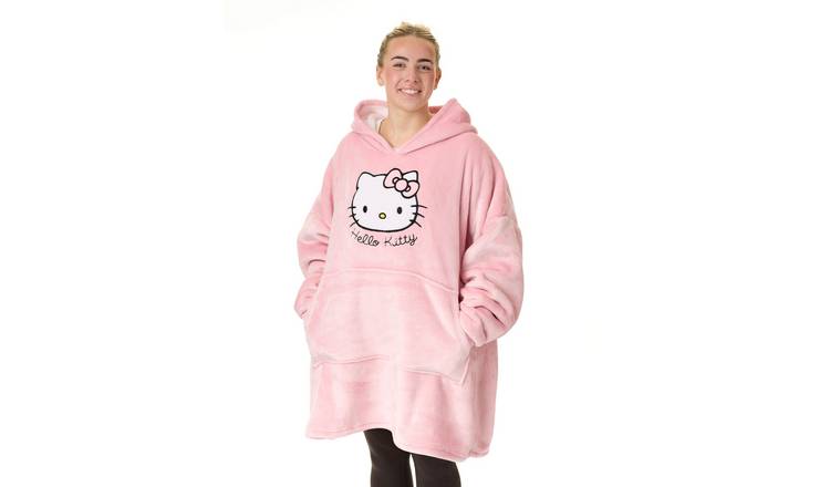 Hello Kitty Character Face Adult Womens Blanket Hoodie - Pink
