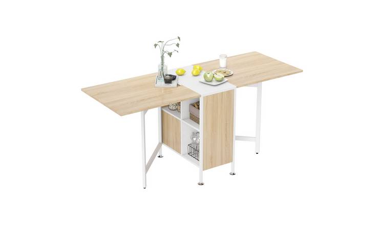 HOMCOM Folding Drop Leaf Dining Table for 4 People - Oak