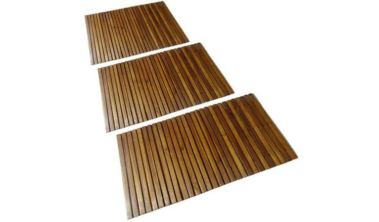 Walplus Pack of 3 Acacia Wood Bath Mat - 80 x 50 cm