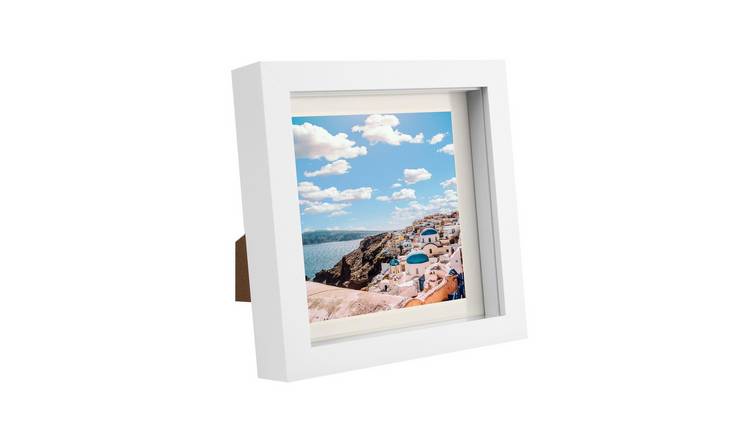 Nicola Spring 3D Box Photo Frame - 6 x 6" with Mount - White