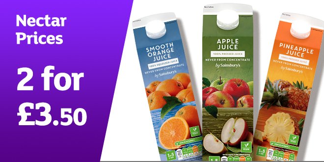 2 for £3.50 on juice.
