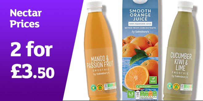2 for £3.50 on juice and smoothies.