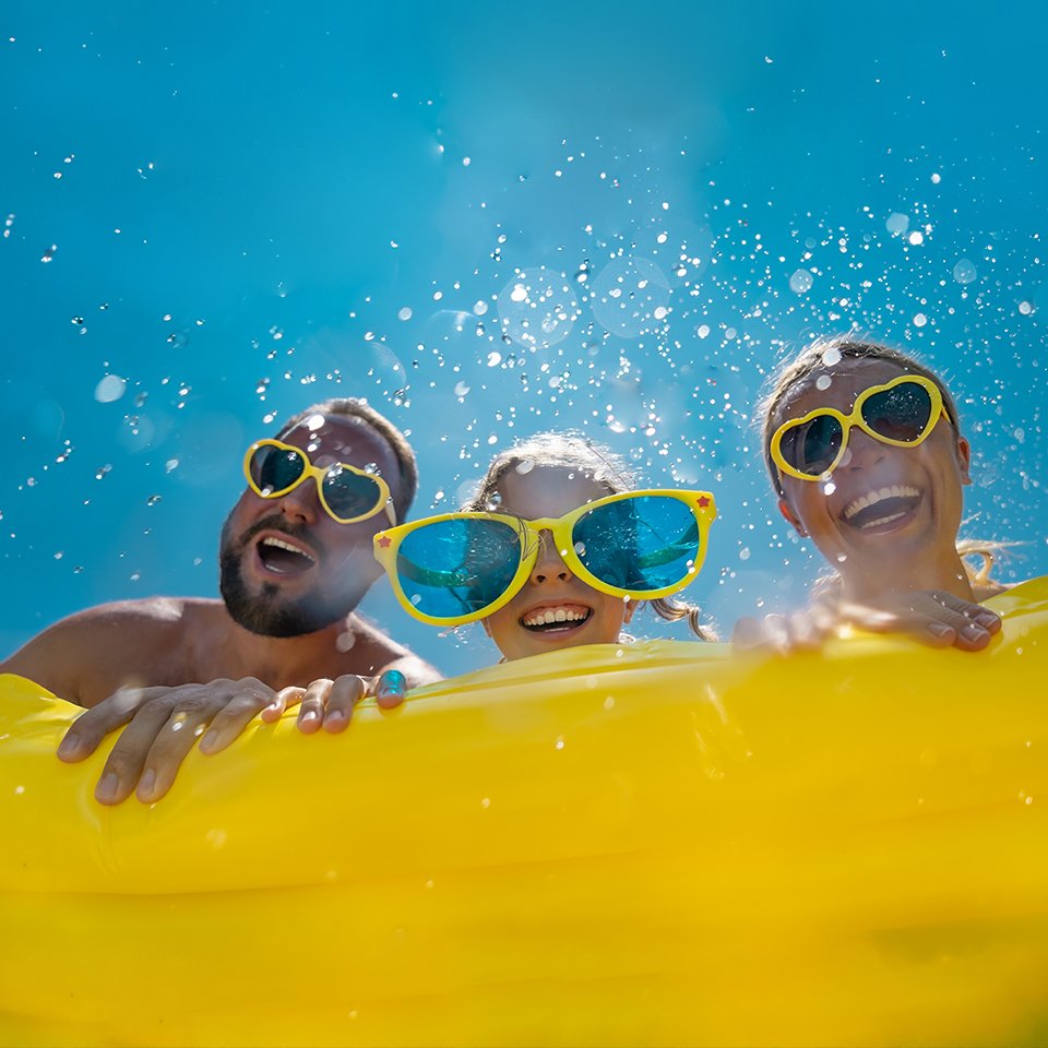 Family in an inflatable