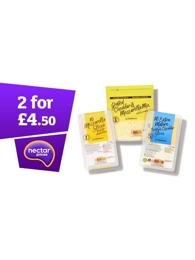 2 for £4.50 on sliced and grated cheese.