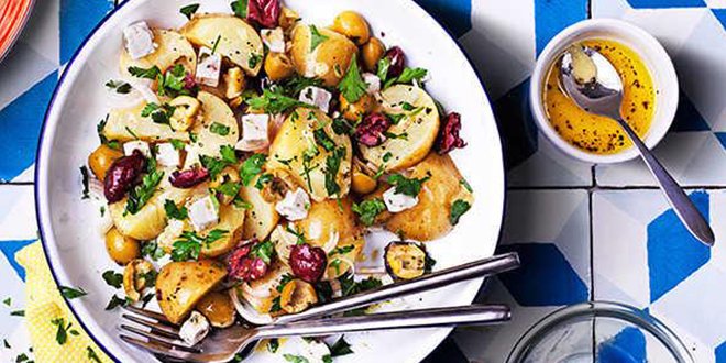 Potato salad with an olive and feta twist.