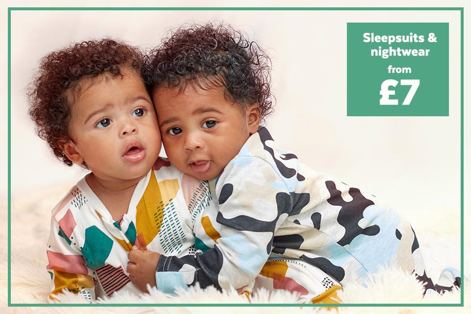 Baby sleepsuits and nightwear from £7.