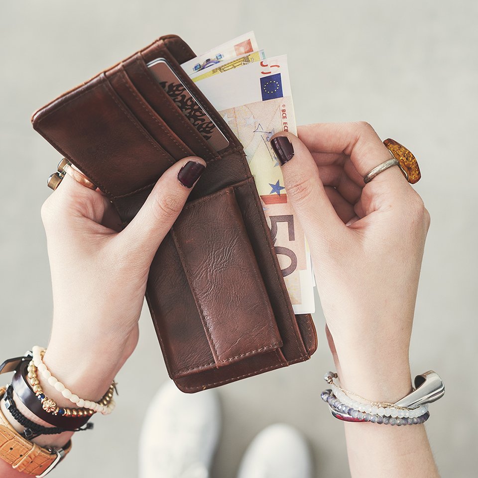 Wallet containing euros