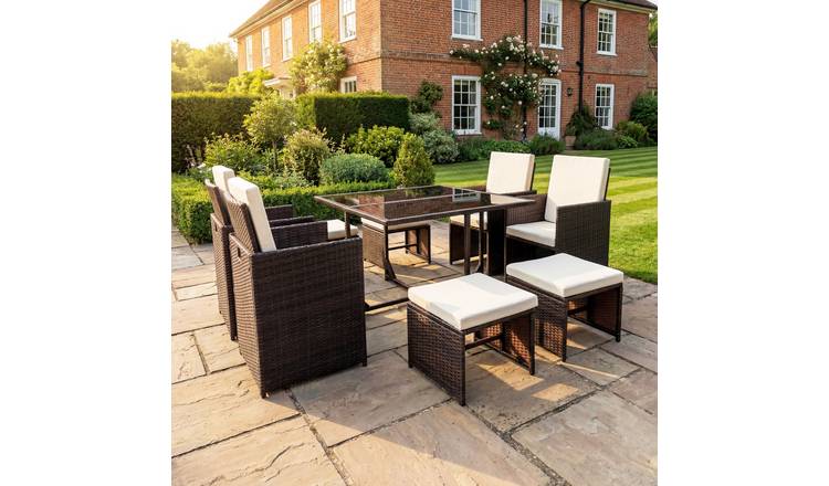 Artemis Home Giulia 9 Piece Rattan Cube Outdoor Set - Brown