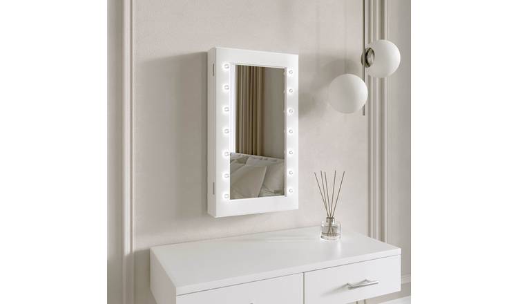 CARME Home Katie LED Mirrored Jewellery Cabinet - White