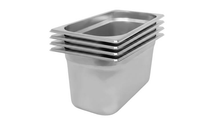 Argon Tableware Steel Gastronorm Containers 1/3 - 5.5L - Set of 4