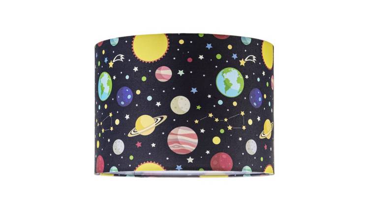 Happy Homewares Midnight Blue Outer Space with Colourful Lampshade - 25cm
