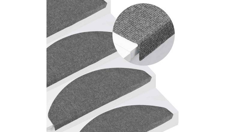 Walplus Pack of 10 Self-Adhesive Needle-Punched Stair Mats - Grey - 65 x 22.5 cm