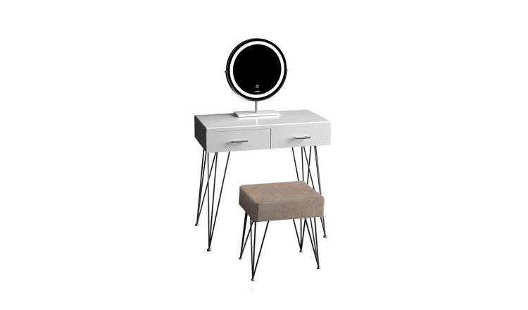 CARME Home Olivia Dressing Table With Touch Sensor LED Mirror - White