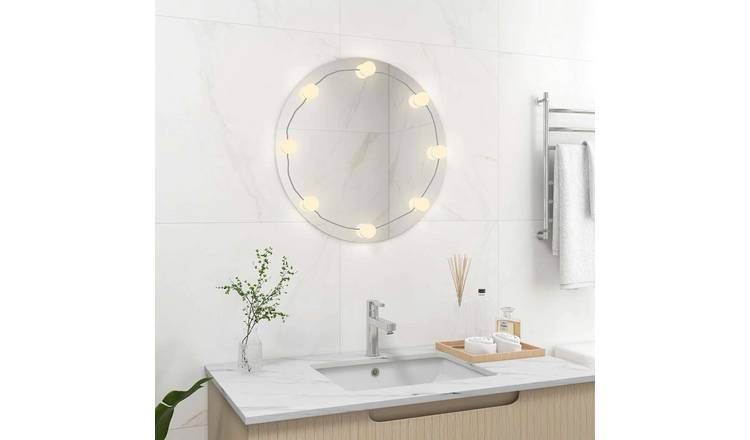 Walplus LED Round Glass Wall Mirror - Silver - 60 cm