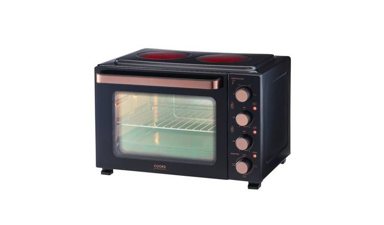 Cooks Professional 34L Mini Oven with 2 Ceramic Hobs - Black/Copper