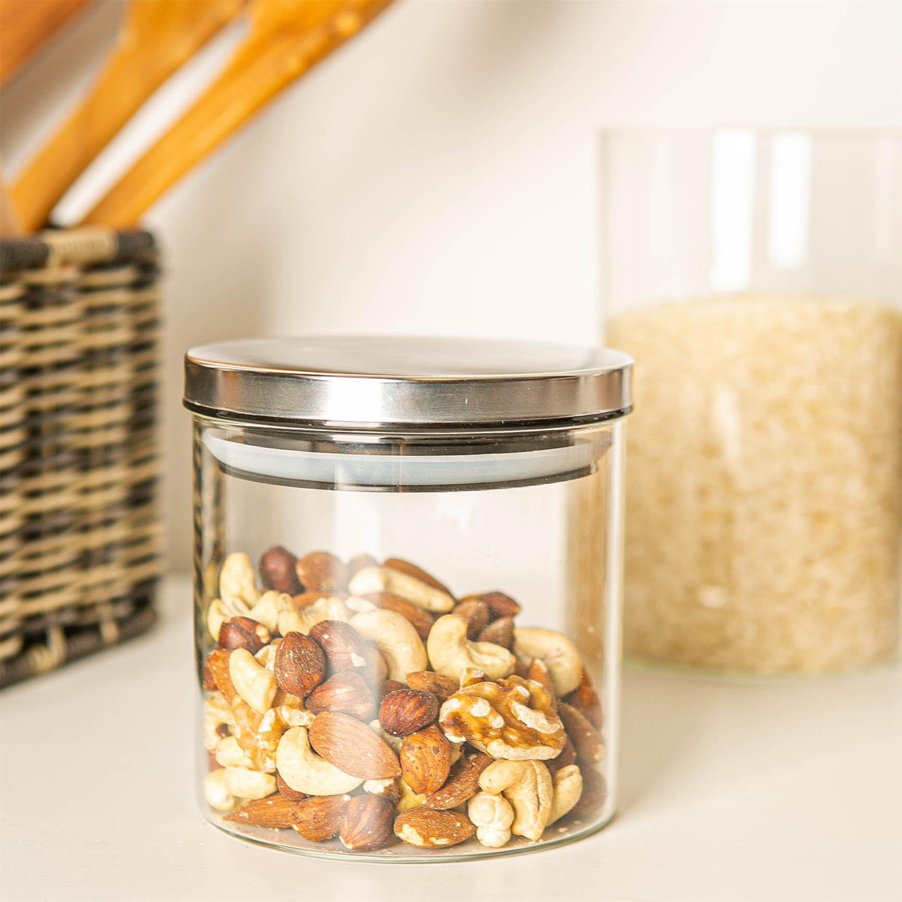 Argon Tableware Scandi Storage Jars with Metallic Lids  - Silver - Set of 6 - Image 6