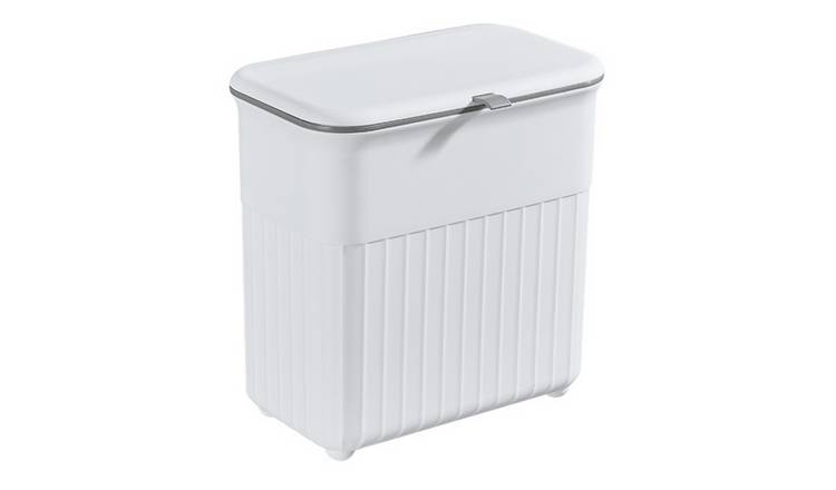 Living and Home Hanging Rubbish Bin with Lid - White