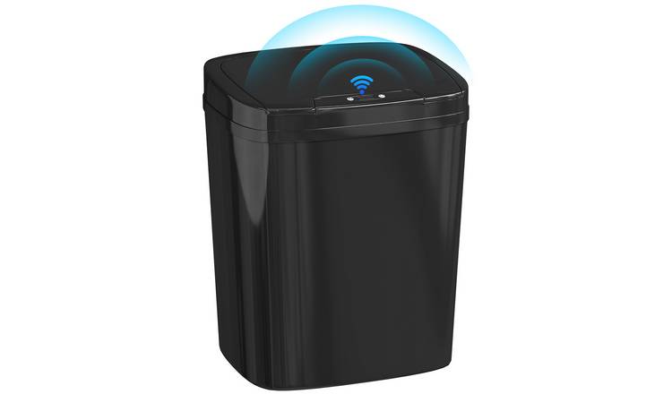 HOMCOM 15L Sensor Bin with Dual-Mode Opening - Black