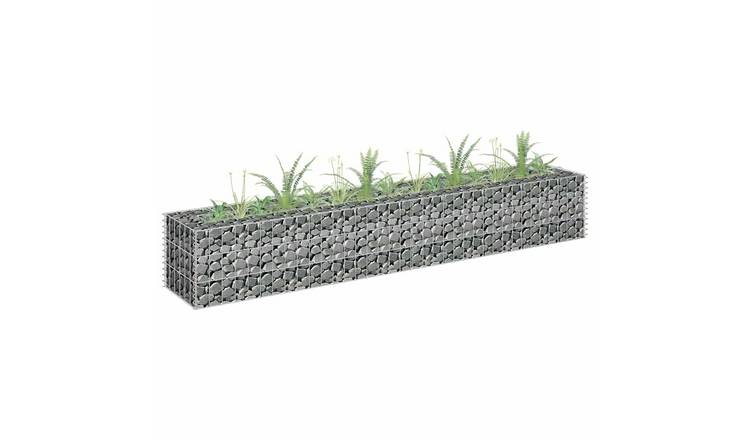 Walplus Galvanised Steel Gabion Raised Bed - Silver - 180 x 30 x 30 cm