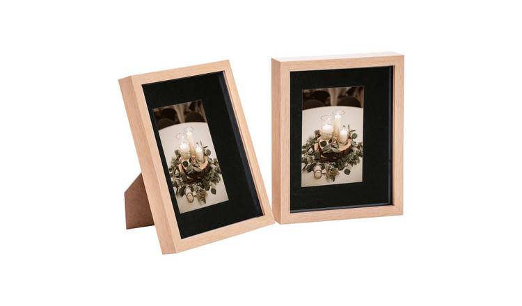 Nicola Spring 3D Box Photo Frames - 8 x 10" with Mount - Set of 2 - Light Wood