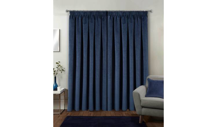 Enhanced Living Burford Velvet Blackout Curtains - 168 x 229cm - Navy