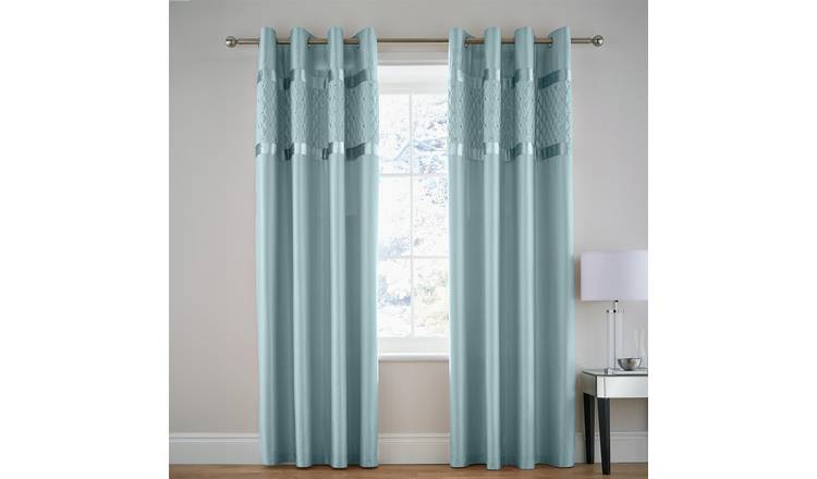 Catherine Lansfield Sequin Cluster Eyelet Curtains - Duck Egg - 168 x 183cm