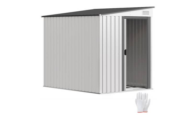 Outsunny Metal Garden Shed with Foundation Kit - White