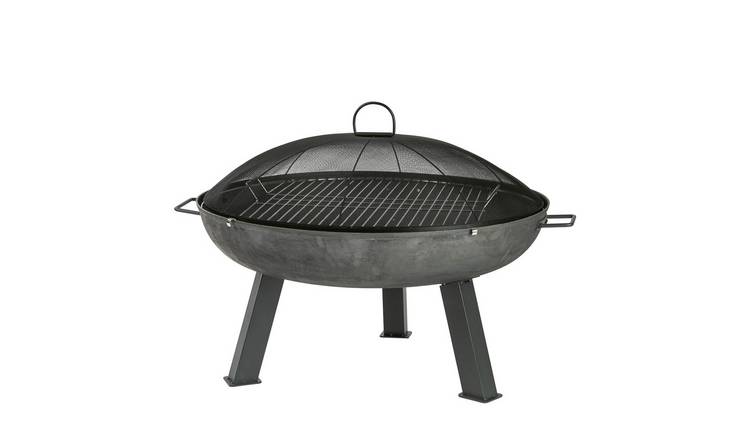 Harbour Housewares Cast Iron Garden Fire Pit BBQ - Grey