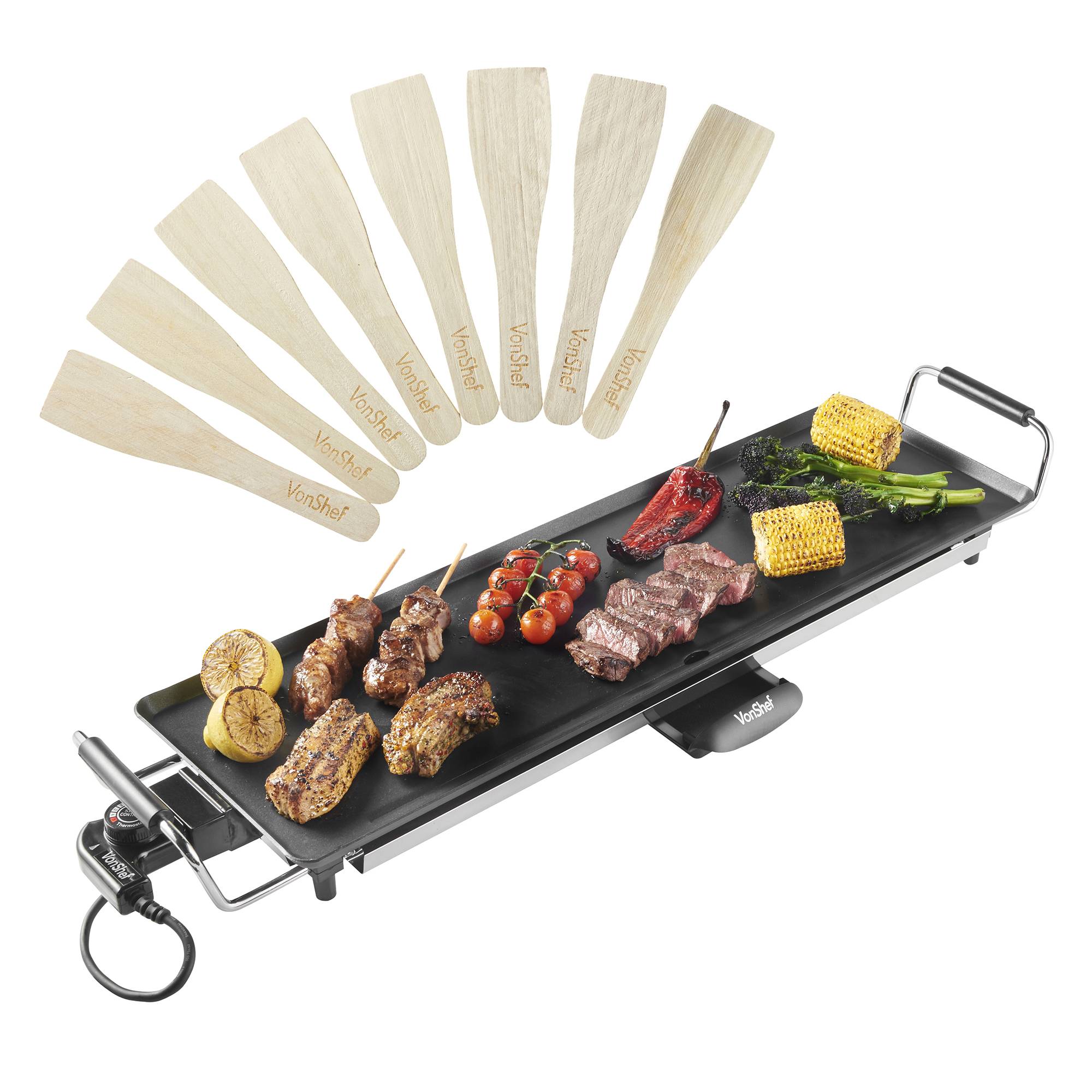 VonShef XL 2000W 70x23cm Non-Stick Teppanyaki Grill - 8 Spatulas - Image 1