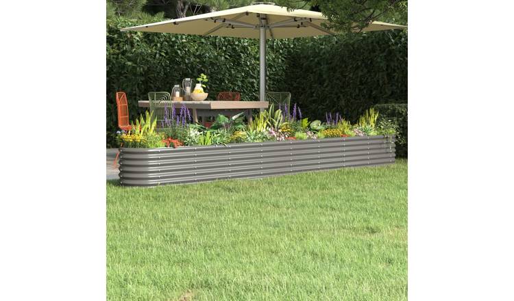 Walplus Galvanised Steel Raised Garden Bed - Grey - 332 x 40 x 36 cm
