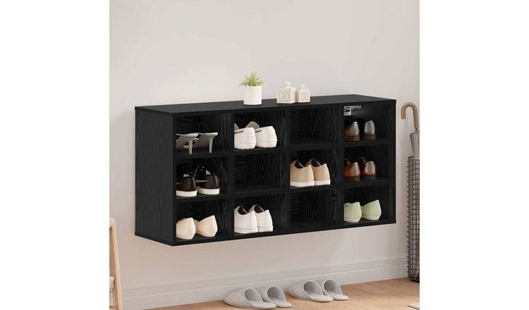 Walplus Engineered Wood Shoe Cabinet - Black Oak - 103 x 30 x 51 cm