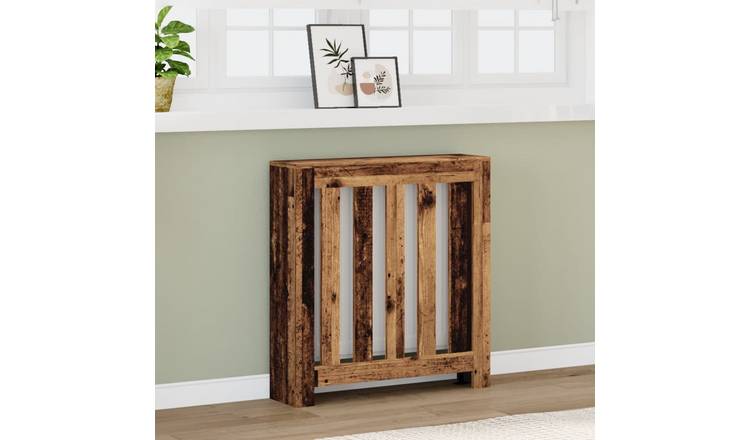 Walplus Vertical Slats Wood Radiator Cover - Old Wood - 78 x 20 x 82 cm