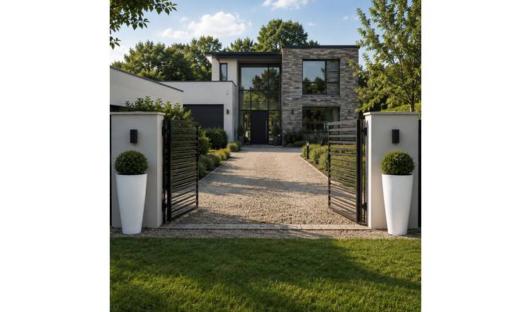 Fargro Home and Garden 83L Polystone Tall Vase Round Plant Pot - Stone White