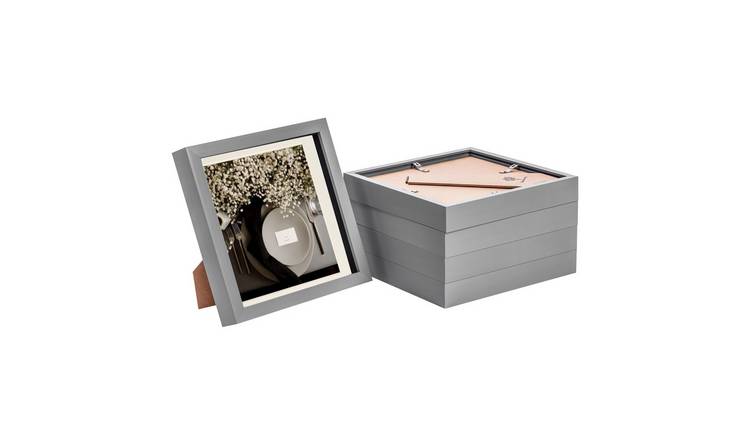 Nicola Spring 3D Box Photo Frames - 8 x 8" with Mount - Set of 5 - Grey