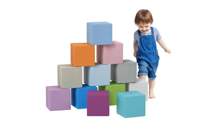 HOMCOM 12 Piece Foam Building Stacking Kids Soft Play Set - Blue