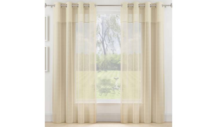Tyrone Textiles Alora Eyelet Sheer Voile Panel Set - 140 x 137cm - Cream