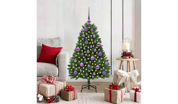 Walplus PVC and Metal Magenta Ornament Christmas Tree - Green - 120 cm