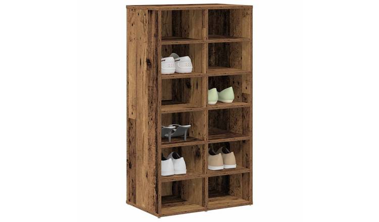 Walplus Engineered Wood Shoe Rack - Old Wood - 54 x 34 x 100.5 cm